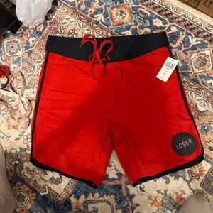 Hot Topic Red and Black Swim Board Shorts NWT